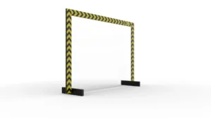 Spuckschutz 90x60cm Schwarz-Gelber Rahmen, gehärtetes Glas 4mm, Antibakteriell & Virenschutz, Hygieneschutz, Hustenschutz