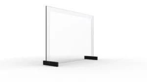 Spuckschutz 100x70cm Weißer Rahmen, gehärtetes Glas 4mm, Antibakteriell & Virenschutz, Hygieneschutz, Hustenschutz