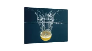Glas Herdabdeckplatte Schneidebrett ZITRONENWASSER ZITRONE ZITRUSFRUCHT SPLASH 30x40 cm Multi-Platte Arbeitsplatte Herdschutz Deko für Küchen Gehärtetes