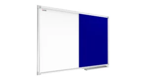 Kombitafel Whiteboard und Blau Filz-Pinnwand mit Alurahmen 60x40cm