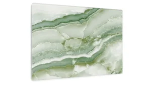 Schneidebrett aus Glas, GRÜNER MARMOR 30x20 cm Küchenbrett, Schutzplatte, Glastablett