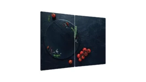 Glas Herdabdeckplatte Schneidebrett TOMATEN FELSEN FELSENSTEIN MIT TOMATEN 2er Set Multi-Platte Arbeitsplatte Herdschutz Deko für Küchen Gehärtetes Glas, 2 Stück - 52x30cm