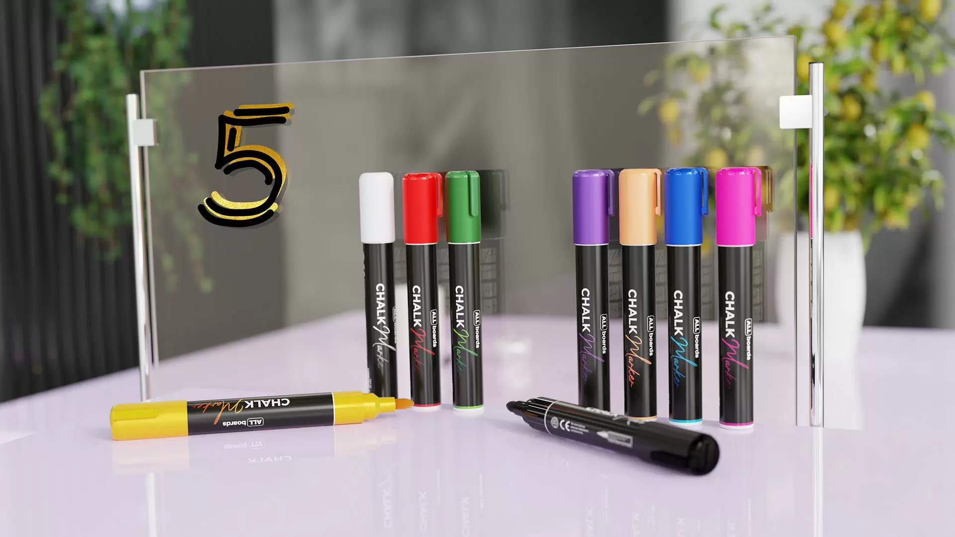 Kreidemarker-Set: rosa, grün, weiß, blau – Bild 6