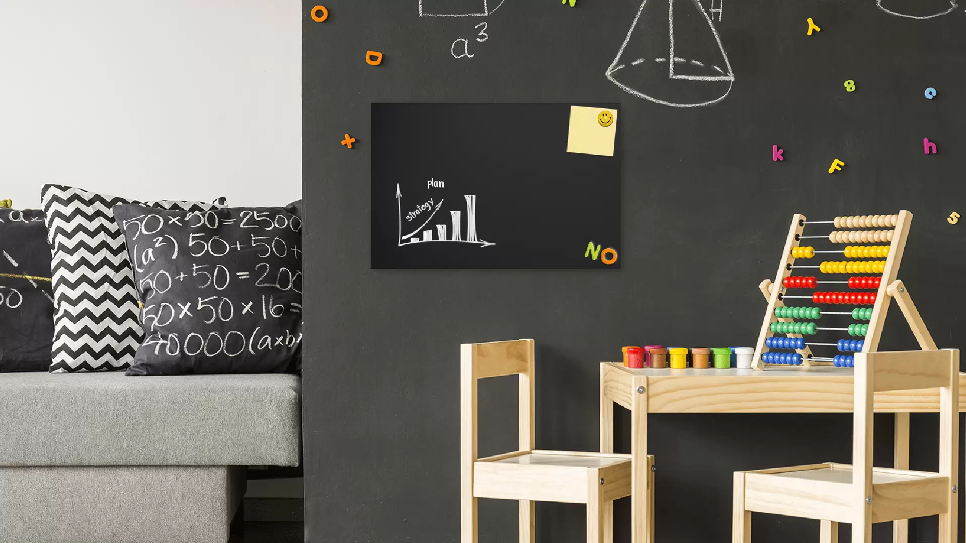Metallische Magnettafel KREIDETAFEL SCHWARZ 120x90cm MetalBoards Memoboard für jede Art von Magneten Magnetpinnwand + 6 Tafelkreide, 10 Magnete und Schwamm – Bild 3