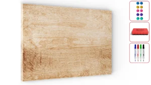 Metallische Magnettafel, MetalBoard, MASSIVHOLZ 60×40 cm + GRATIS Zubehörset
