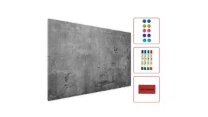 Metallische Magnettafel BETONMAUER ZEMENTMAUER ZEMENT 60x40cm MetalBoards Memoboard für jede Art von Magneten Magnetpinnwand zum Beschriften + 4 Marker, 10 Magnete, Schwamm im Lieferumfang