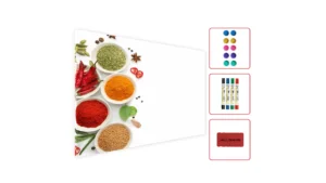 Metallische Magnettafel GEWÜRZE KRÄUTER WÜRZMITTEL 60x40cm MetalBoards Memoboard für jede Art von Magneten Magnetpinnwand zum Beschriften + 4 Marker, 10 Magnete und Schwamm im Lieferumfang