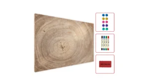 Metallische Magnettafel BAUMSTAMM NATUR BAUMKERN 60x40cm MetalBoards Memoboard für jede Art von Magneten Magnetpinnwand zum Beschriften + 4 Marker, 10 Magnete und Schwamm im Lieferumfang