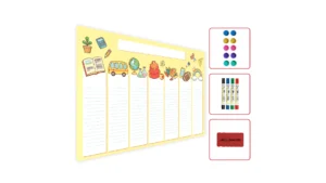 ALLboards Metallische Magnettafel SCHULSTUNDENPLAN HOBBIES 60x40cm MetalBoards Memoboard für jede Art von Magneten Magnetpinnwand zum Beschriften + 4 Marker, 10 Magnete und Schwamm im Lieferumfang