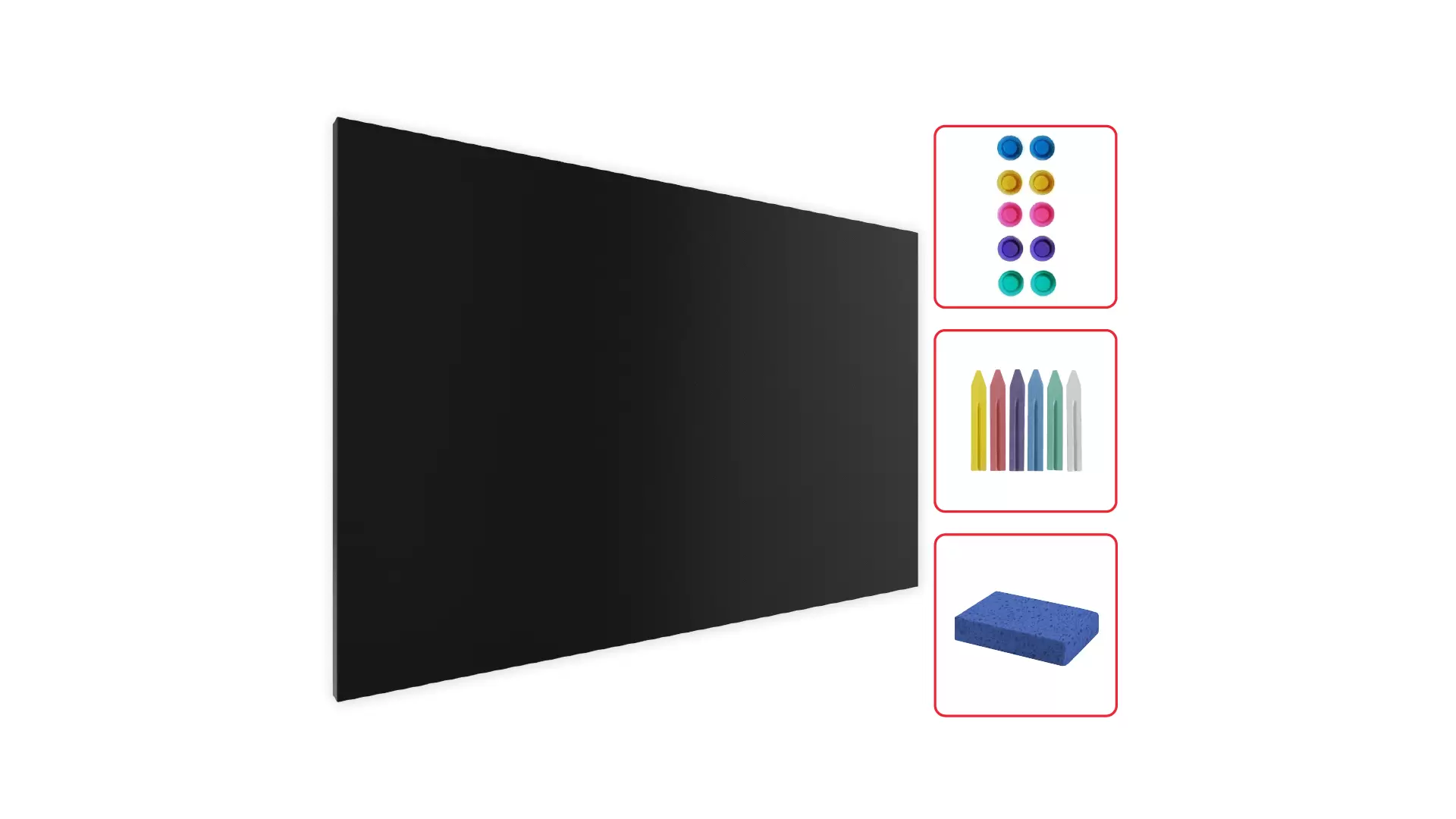 Metallische Magnettafel KREIDETAFEL SCHWARZ 120x90cm MetalBoards Memoboard für jede Art von Magneten Magnetpinnwand + 6 Tafelkreide, 10 Magnete und Schwamm