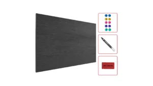 ALLboards Metallische Magnettafel GRAUES HOLZ 60x40cm MetalBoards Memoboard für jede Art von Magneten Magnetpinnwand + Marker, 10 Magnete und Schwamm