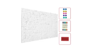 Metallische Magnettafel WEISSER ZIEGEL 60x40cm MetalBoards Memoboard für jede Art von Magneten Magnetpinnwand + 4 Marker, 10 Magnete und Schwamm