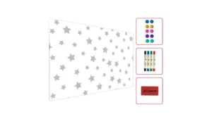 Metallische Magnettafel GRAUE STERNE 60x40cm MetalBoards Memoboard für jede Art von Magneten Magnetpinnwand + 4 Marker, 10 Magnete und Schwamm