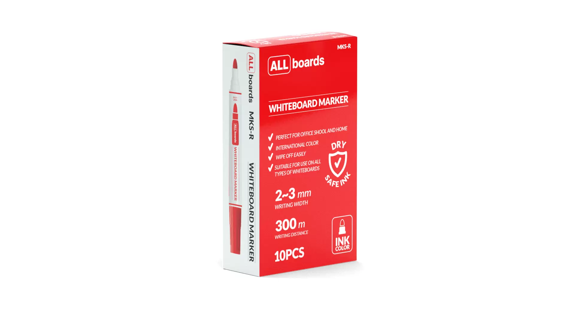 Roter trocken abwischbarer Marker - 10er-Set für weiße Whiteboard- und Glastafeln