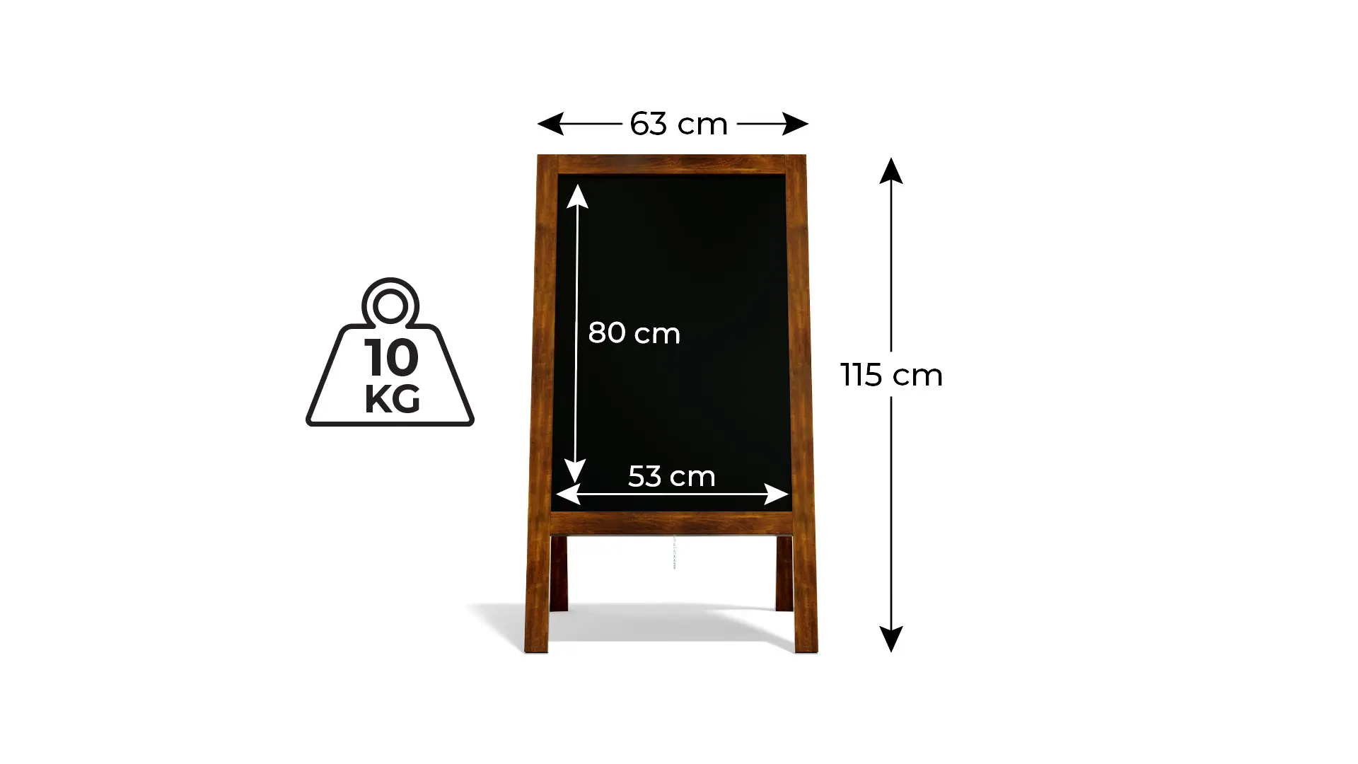 Kundenstopper – Wasserfest, Stabil 8,5 kg, mit lackiertem Holzrahmen 118x61 cm – Bild 4