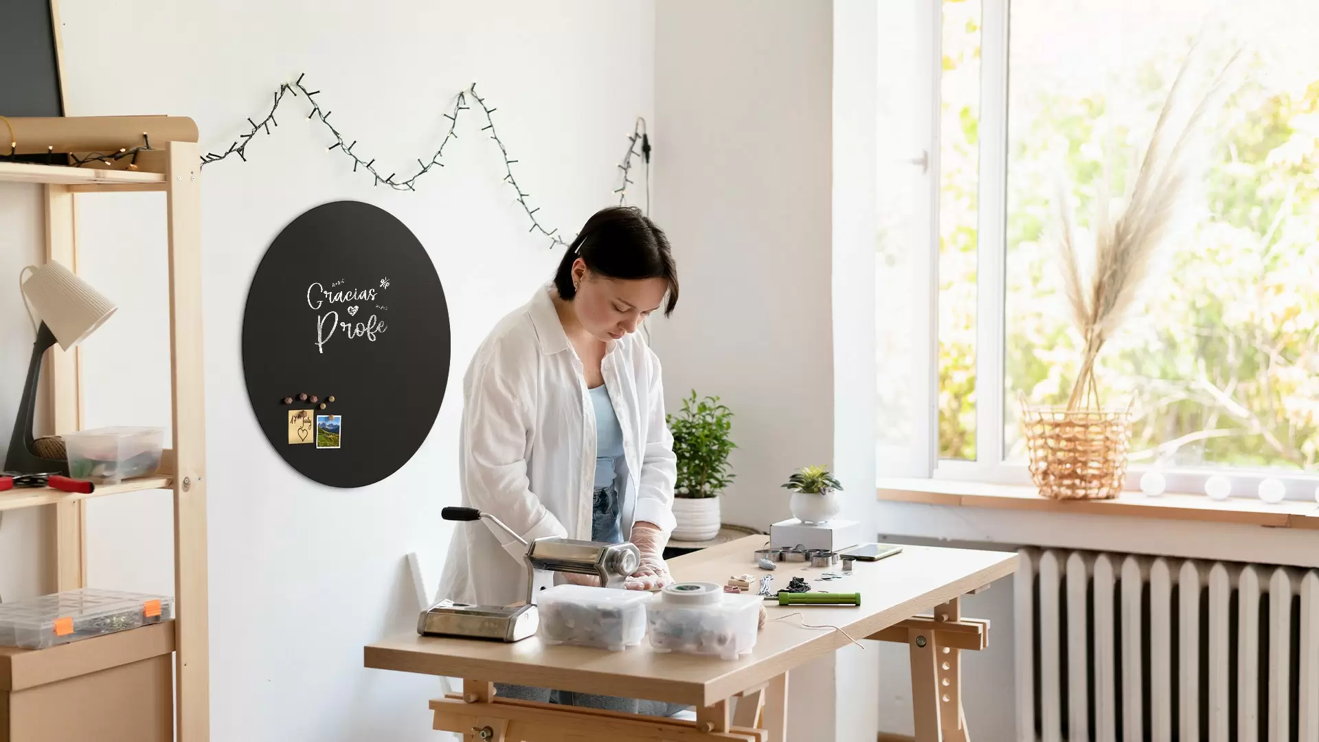 Runde schwarze Magnettafel, RUND, Durchmesser 80 cm – rahmenlose Magnettafel – Bild 3