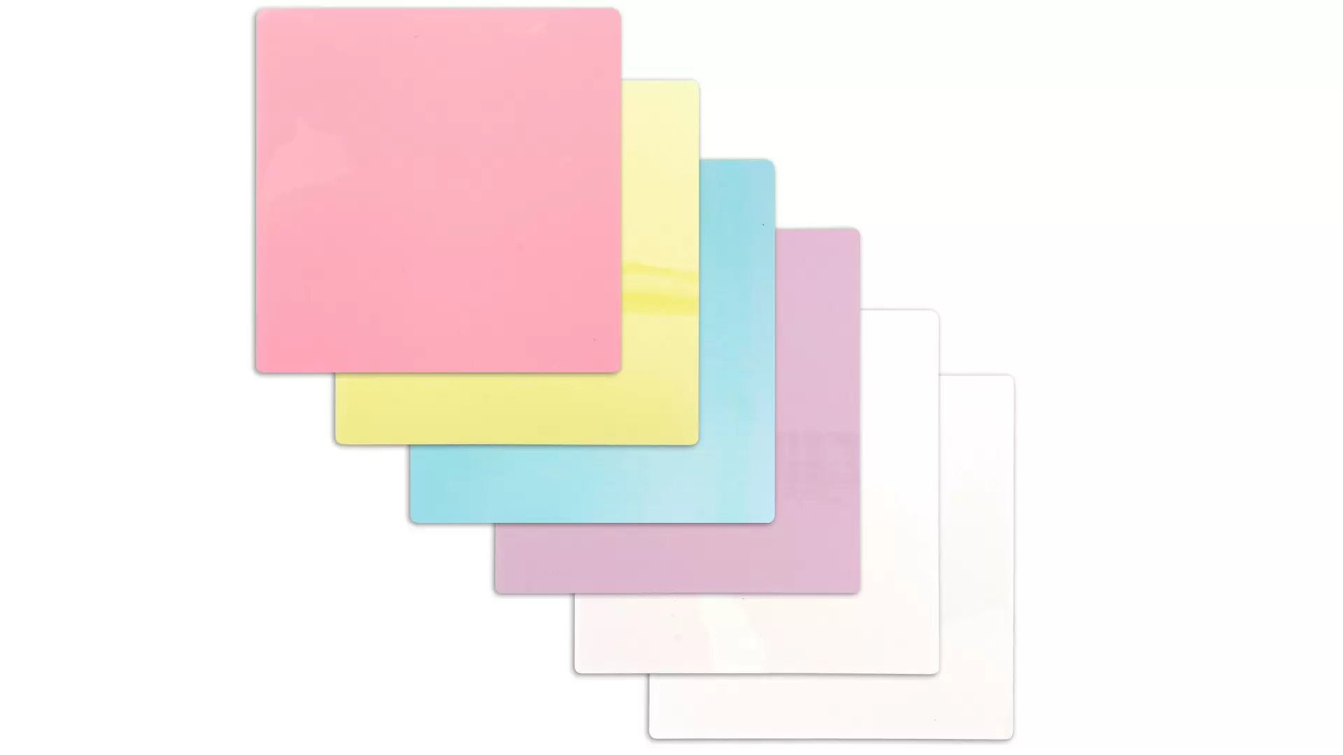 Selbstklebende, elektrostatische, trocken abwischbare Notizzetteln, Sticky Notes – Pastell-Set (5 Farben), wiederverwendbar