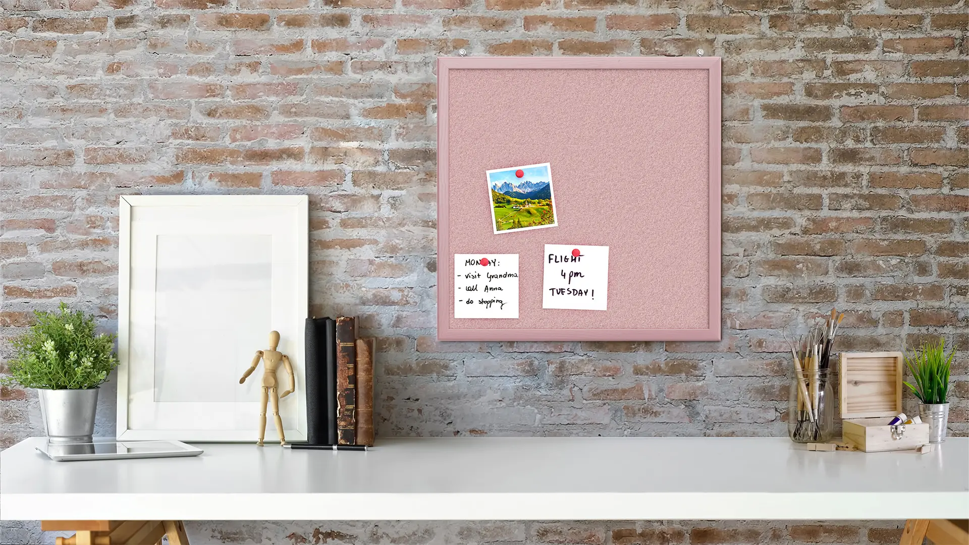 Pinnwand, Korktafel in Pink, 40x40 cm, Holzrahmen - Pink lackiert – Bild 3