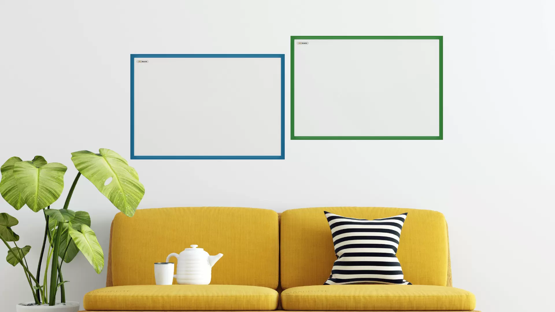 Magnetisches Whiteboard mit marineblauem Naturholzrahmen 120x90cm – Bild 3