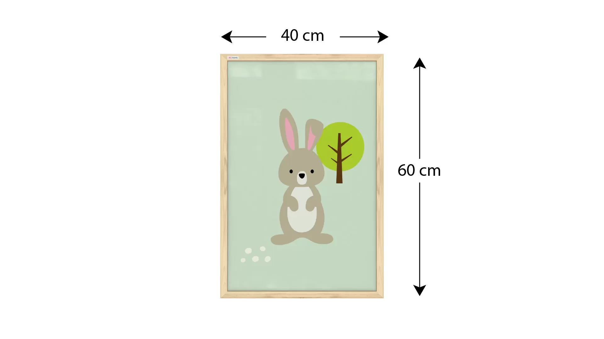 Hase, Pastellfarben, 60x40cm im Naturholzrahmen, Magnettafel – Bild 3
