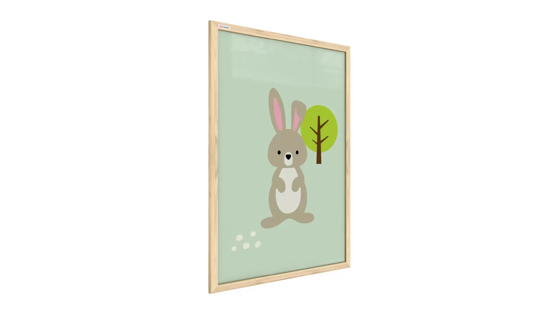 Hase, Pastellfarben, 60x40cm im Naturholzrahmen, Magnettafel