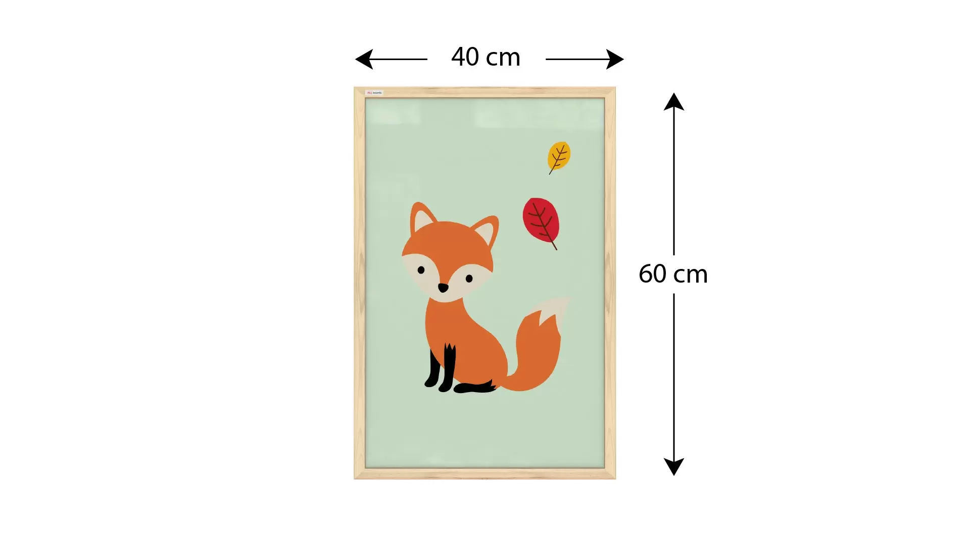 Fuchs, Pastellfarben, 60x40cm im Naturholzrahmen, Magnettafel – Bild 3