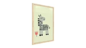 Zebra, Pastellfarben, 60x40cm im Naturholzrahmen, Magnettafel