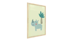 Nashorn, Pastellfarben, 60x40cm im Naturholzrahmen, Magnettafel