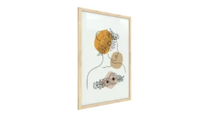 Frau in Blumen, Beige-Pastellfarben, 60x40cm im Naturholzrahmen, Magnettafel Nr. 1