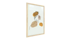 Frau in Blumen, Beige-Pastellfarben, 60x40cm im Naturholzrahmen, Magnettafel Nr. 2