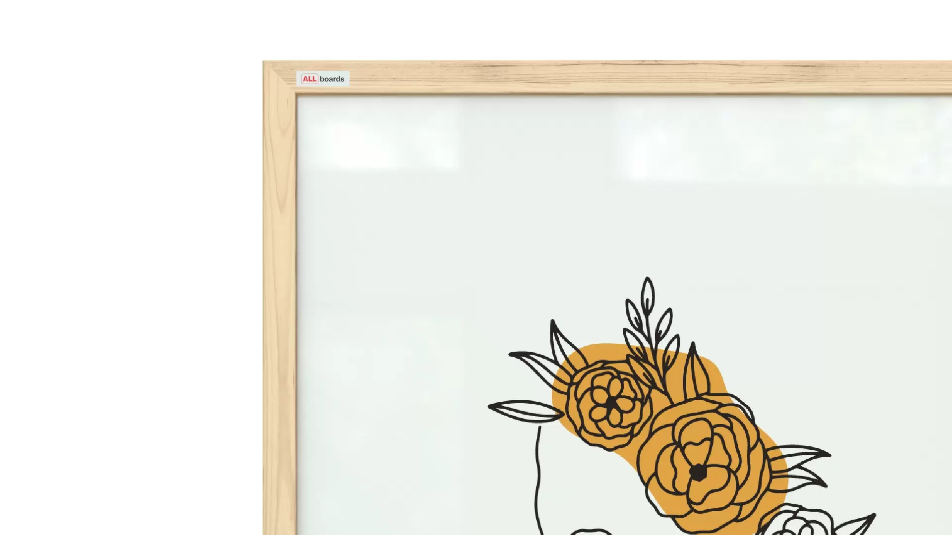 Frau in Blumen, Beige-Pastellfarben, 60x40cm im Naturholzrahmen, Magnettafel Nr. 3 – Bild 4