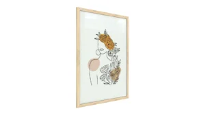 Frau in Blumen, Beige-Pastellfarben, 60x40cm im Naturholzrahmen, Magnettafel Nr. 3