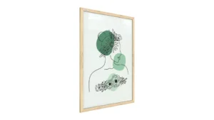 Frau in Blumen, Grün-Pastellfarben, 60x40cm im Naturholzrahmen, Magnettafel Nr. 1