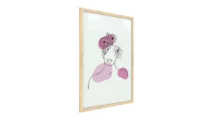 Frau in Blumen, Rosa-Pastellfarben, 60x40cm im Naturholzrahmen, Magnettafel Nr. 2