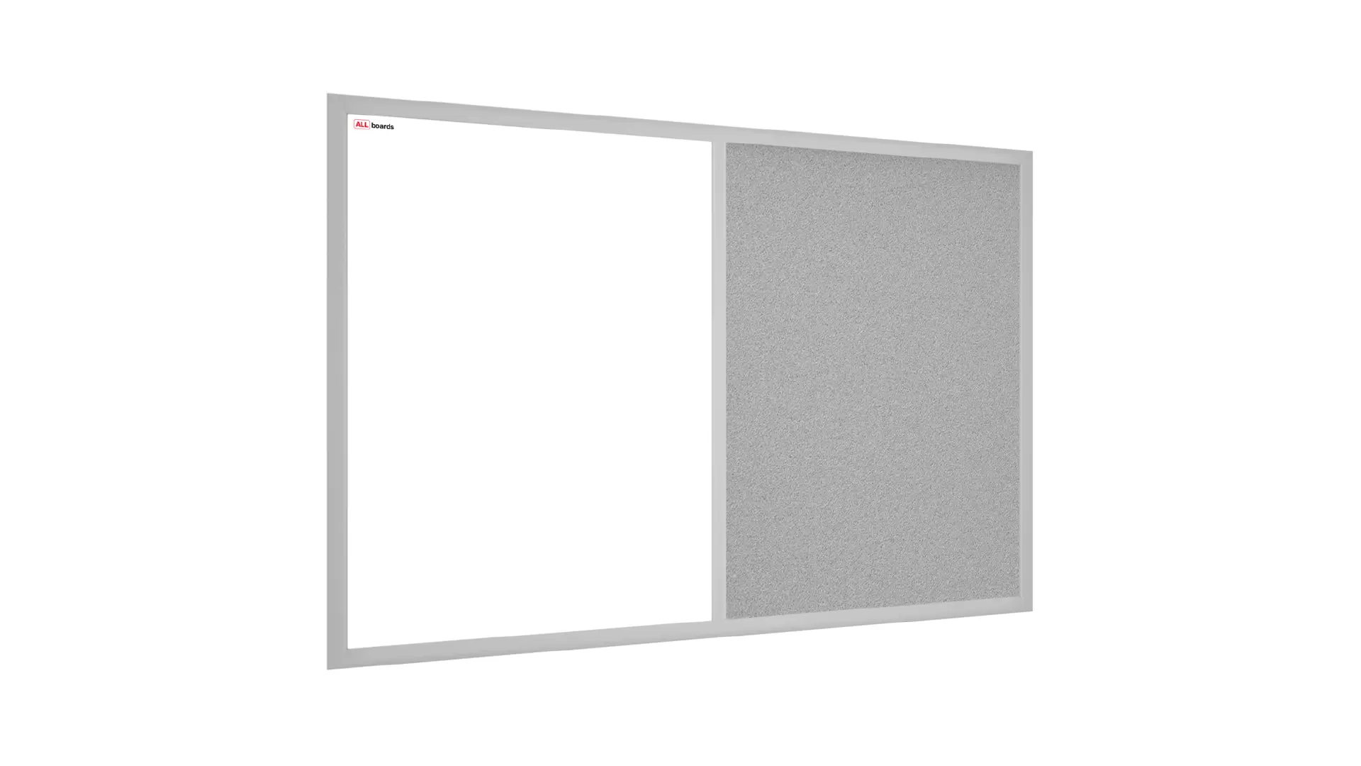Kombitafel, Kork grau / magnetisch weiß 90x60, Holzrahmen grau lackiert