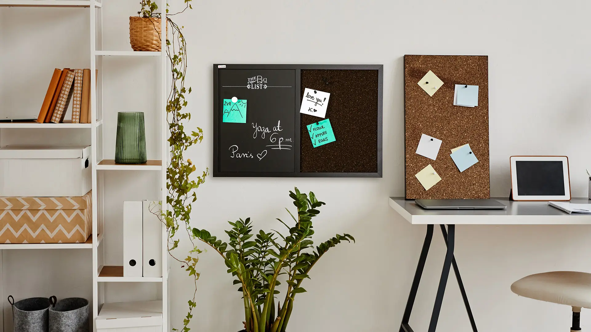 KOMBI-Tafel Kork und magnetische Kreidetafel 60x40 cm Holzrahmen schwarz lackiert + ZUBEHÖR – Bild 13