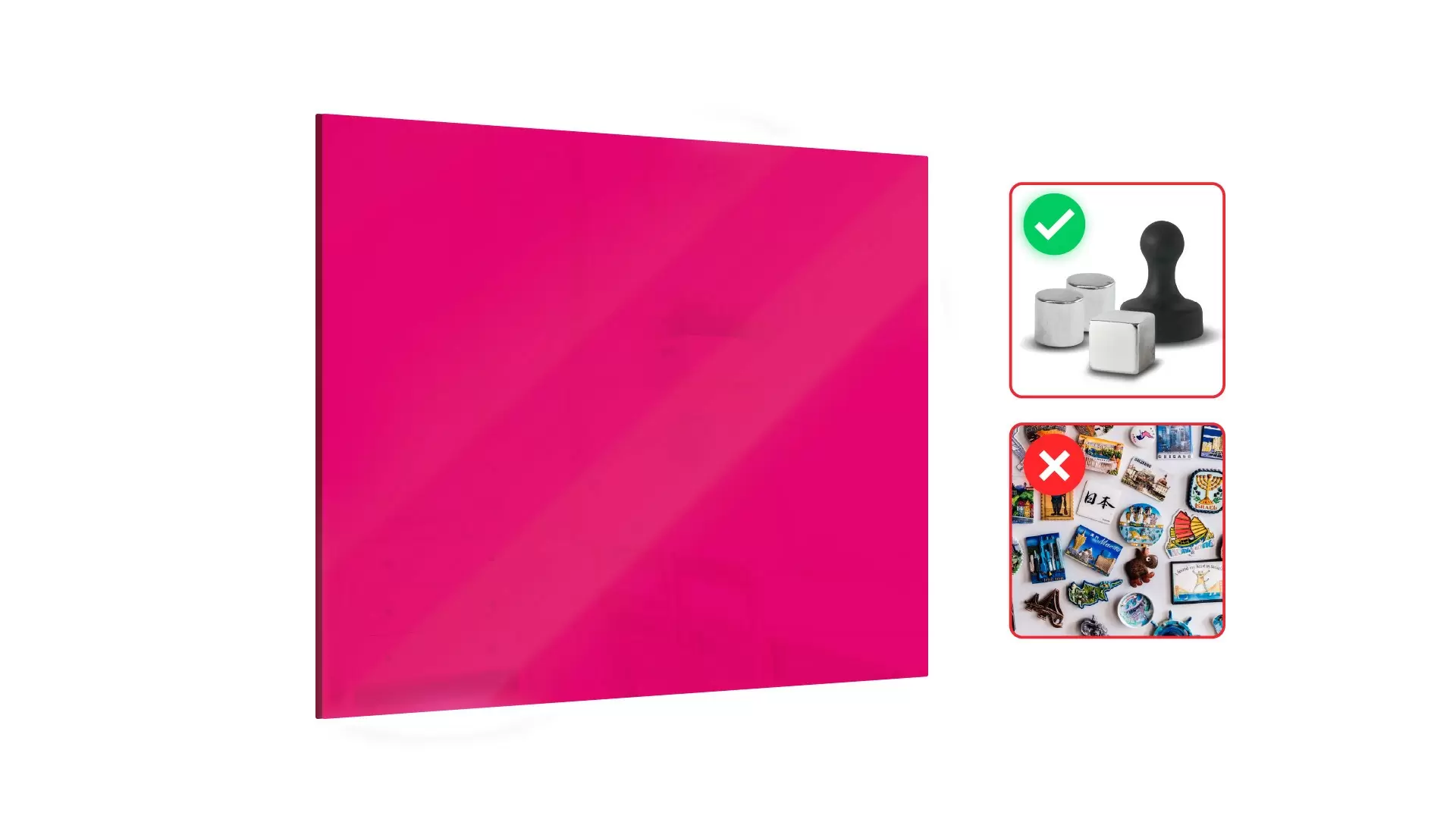 Glas magnettafel Magenta madness 45x45cm - rahmenloses Glasboard, gehärtetes Glas zur Verwendung mit Neodym-Magneten – Bild 2
