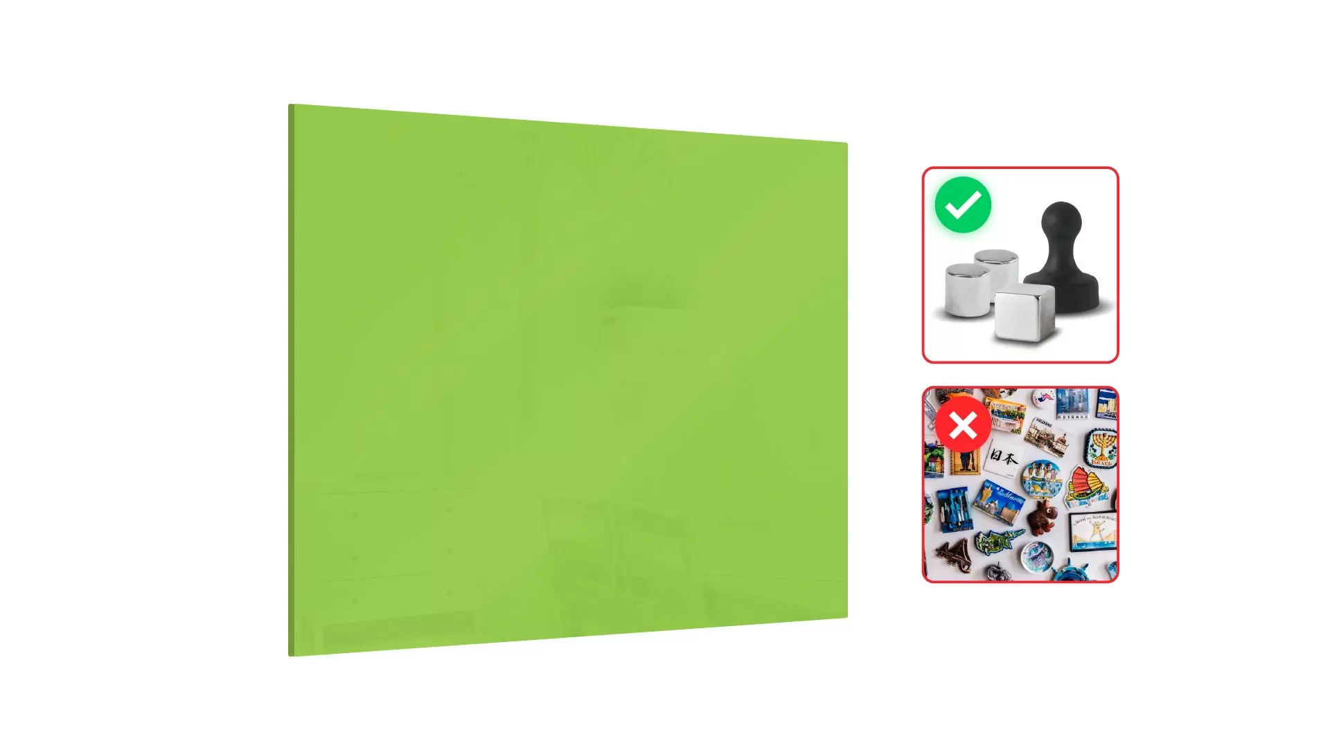 Glas magnettafel Mean green 45x45cm - rahmenloses Glasboard, gehärtetes Glas zur Verwendung mit Neodym-Magneten – Bild 2