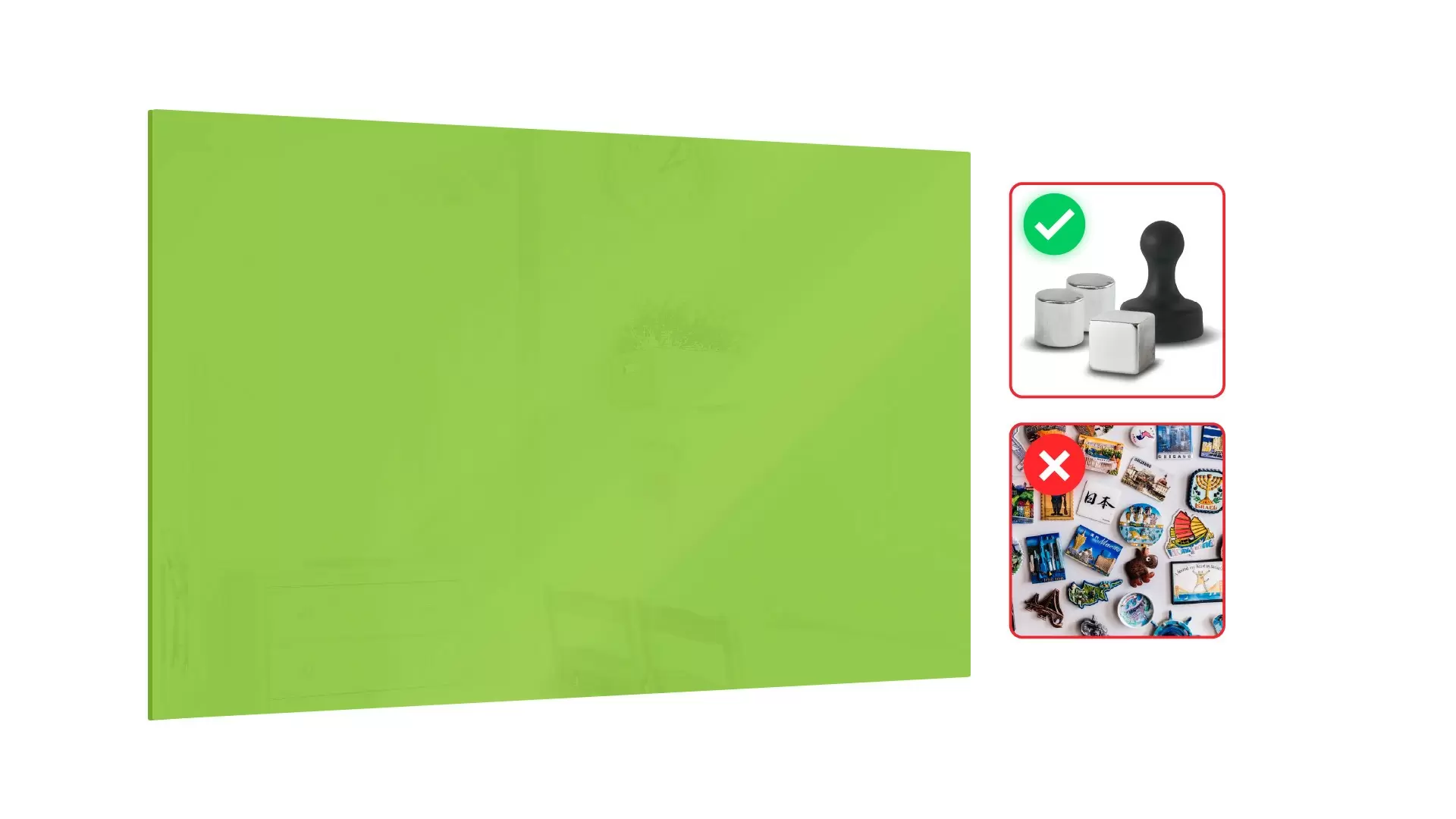 Glas magnettafel Mean green 90x60cm - rahmenloses Glasboard, gehärtetes Glas zur Verwendung mit Neodym-Magneten – Bild 2