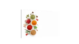 Glas Magnettafel Gewürze Kräuter Würzmittel Aroma Salz Pfeffer 60x40cm Glasbild Memoboard aus Glas Glastafel mit Gewürzkräuter-Motiv Magnetwand zum Beschriften Magnetische Tafel Wanddekoration Wandbild