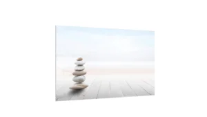 ALLboards Glas Magnettafel ZEN-STEINE 60x40cm Glasbild Memoboard aus Glas Glastafel mit Monsterblatt-Motiv Magnetwand zum Beschriften Magnetische Tafel Wanddekoration Wandbild