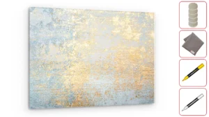 Glasbild GOLDENER BETON, 60x40 cm + GRATIS Zubehörset