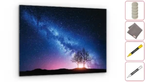 Glasbild MILCHSTRASSE UND BAUM 60x40 cm + GRATIS Zubehörset