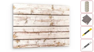 Glasbild HELLES HOLZ 60x40 cm + GRATIS Zubehörset