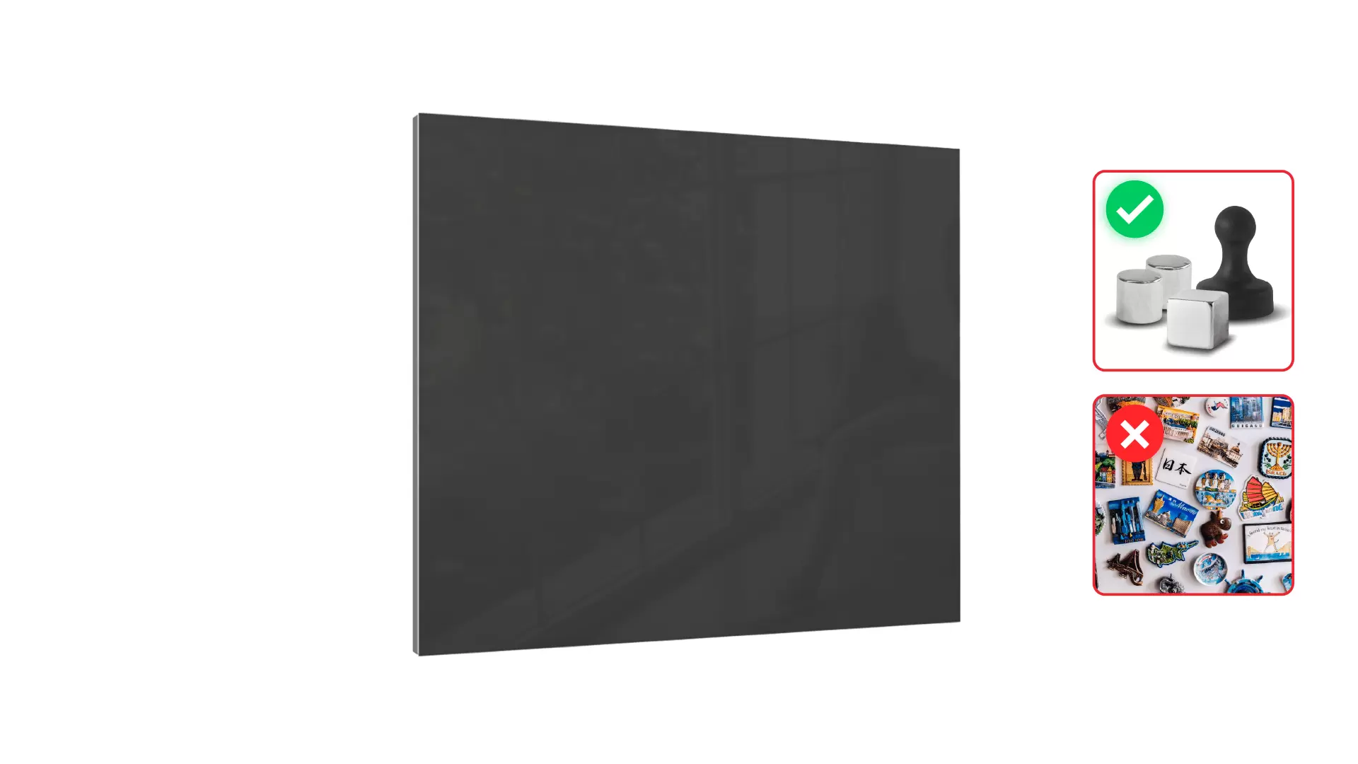 Glasboard, dunkelgrau 45x45cm - rahmenloses Glasboard, gehärtetes Glas zur Verwendung mit Neodym-Magneten – Bild 2