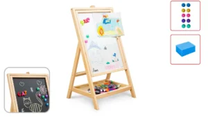 Drehbare Holztafel für Kinder, zum Zeichnen, magnetisch, Höhe 80 cm
